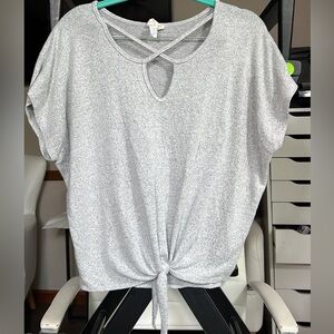 Caution to the wind grey stretchy knot tie top medium